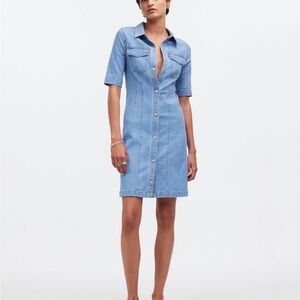 Madewell Denim Seamed Mini Shirtdress in Palermo Wash Size 2 NWT